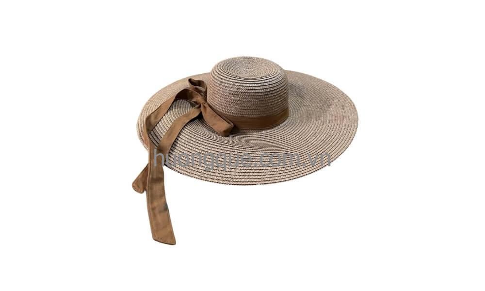 Mũ cói nữ MC8-H2 – Boater cổ điển viền xanh cho resort