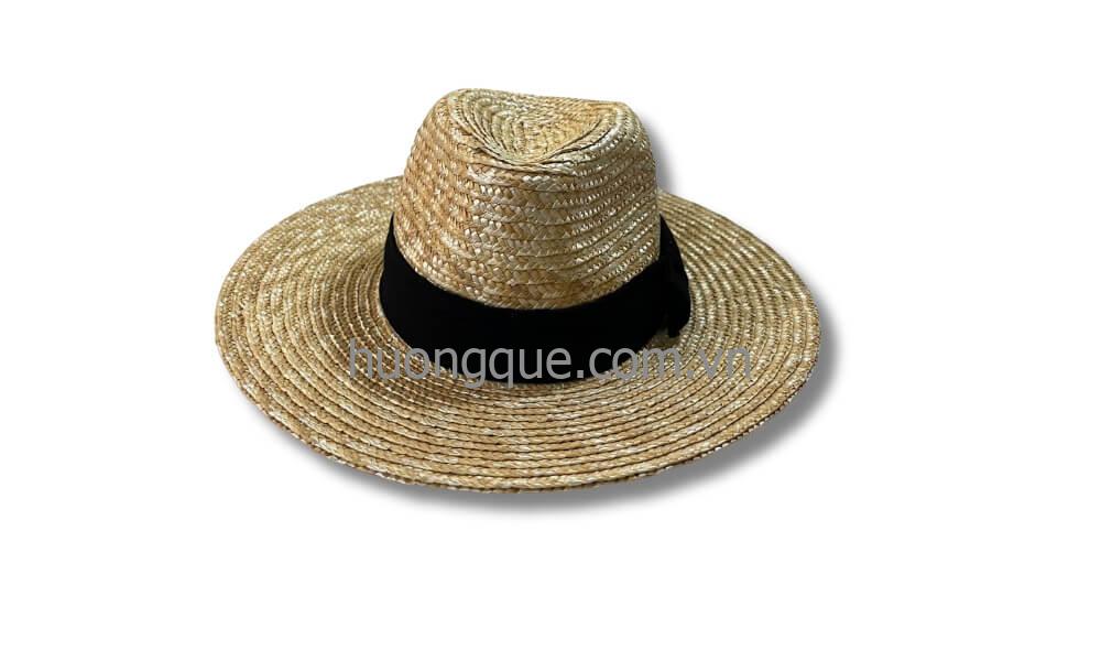 Mũ cói fedora viền đen – Fedora vành nhỏ unisex thời trang đi biển cho nam MC1-H3