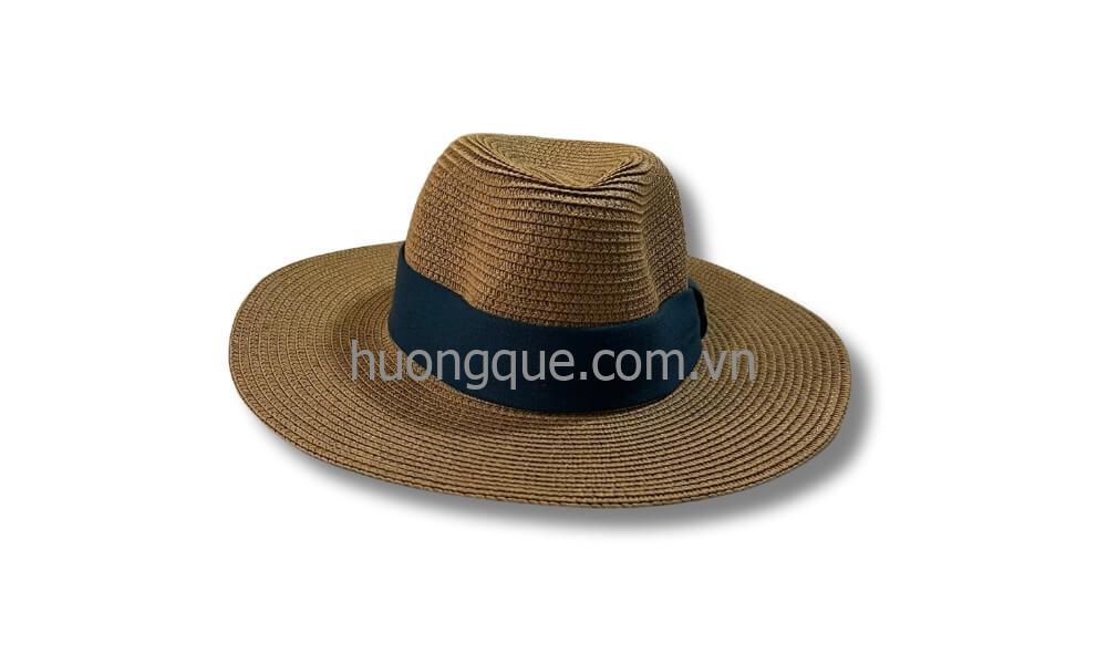 Mũ cói boater cổ điển – viền xanh/đen cho resort - cho nam MC2-H2